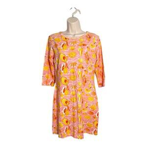 Barbara Gerwit Seashells Print T Shirt Dress Cotton Lycra‎ 3/4 sleeves NWT sz M